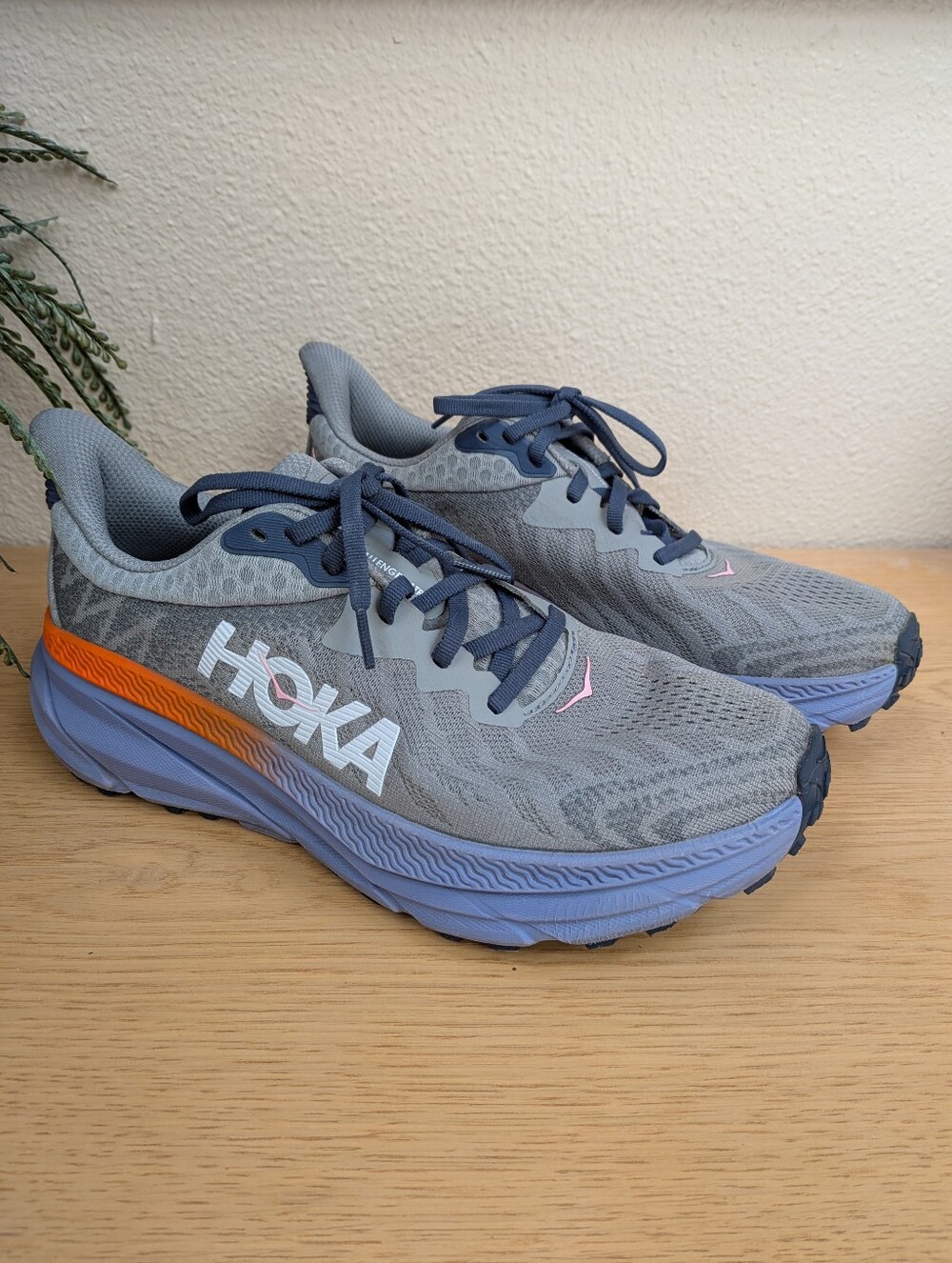 Hoka Challenger ATR 7 Galactic Grey Wild Indigo Active Running Shoes Size 9.5